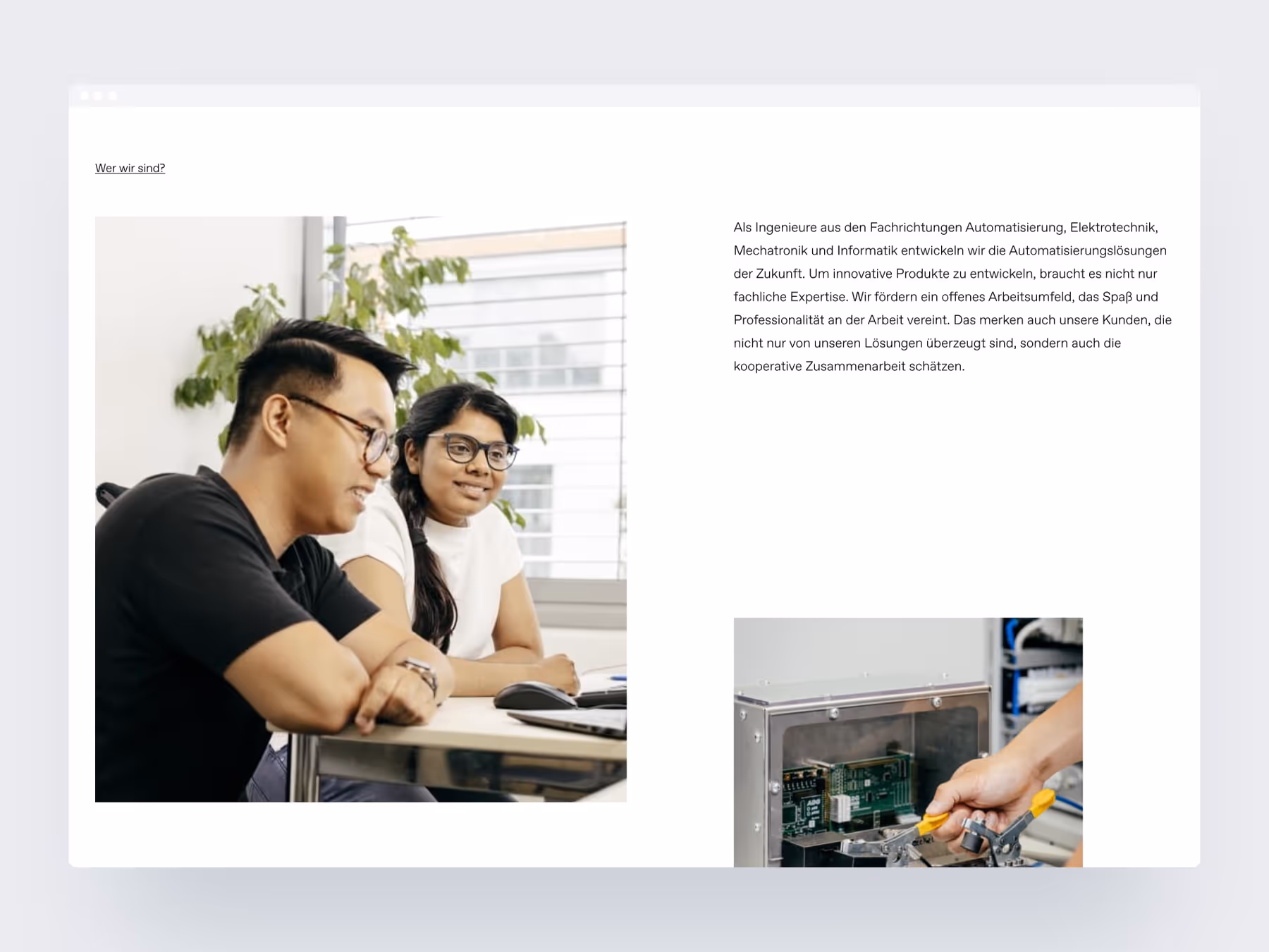 Screenshot of the news section of the website
