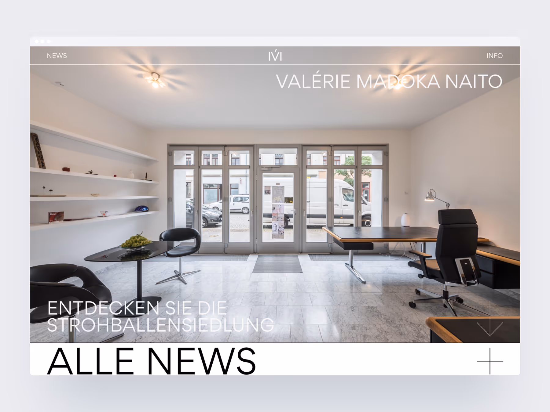 Screenshot of the news section of the website