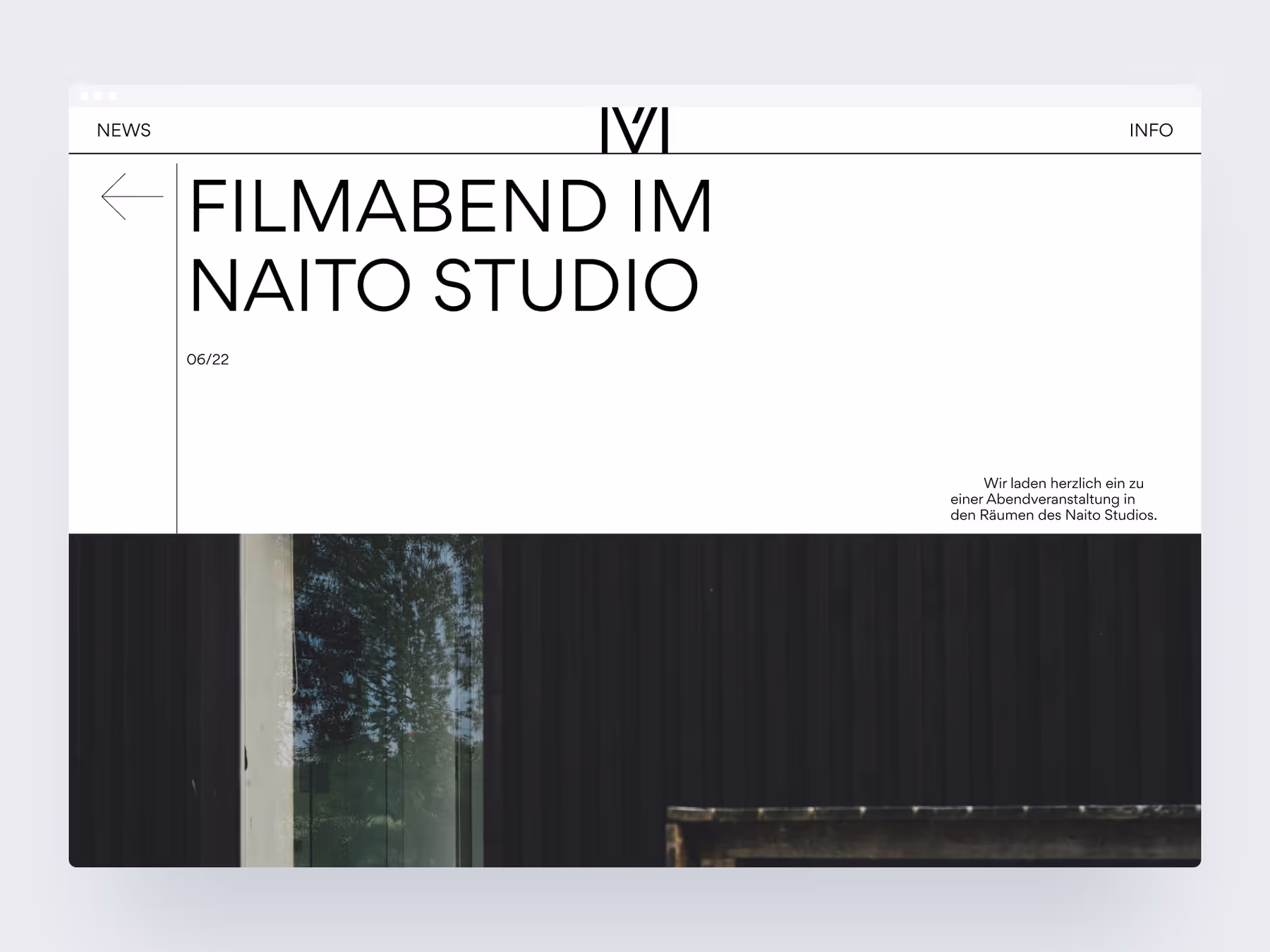 Screenshot of the news section of the website