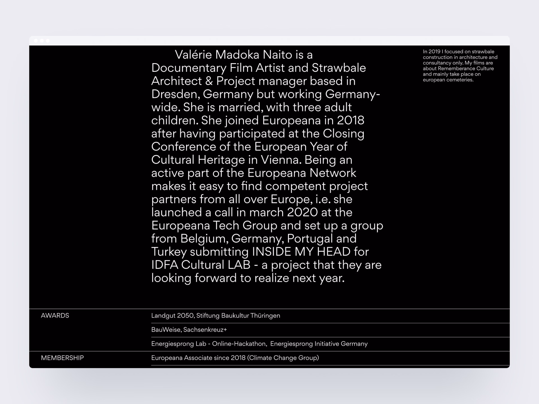 Screenshot of the news section of the website