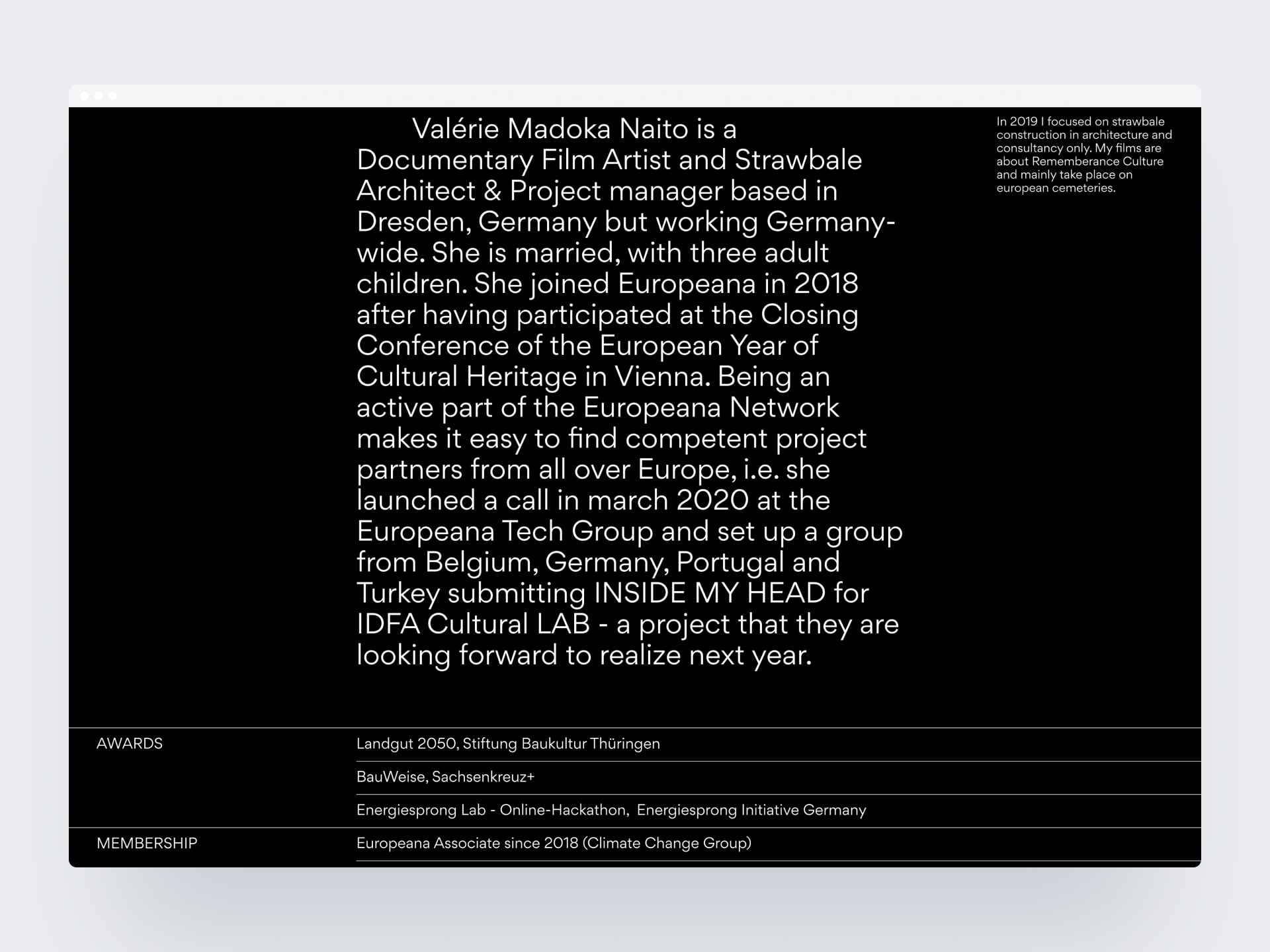 Screenshot of the news section of the website